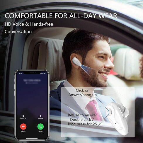 Kendir Bluetooth Headset, V5.0 Ultralight Wireless Headphone Cell Phone Earpiece with Mic Headsetcase,Volume Control, Handsfree Earbud,Compatible with Android/iPhone/Smartphones/Laptop in Kuwait