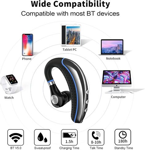 FIMITECH Bluetooth Headset, Wireless Earpiece V5.0 Bluetooth Earpiece Ultralight Hands Free for Business/Office/Driving/Sporting in Saudi Arabia