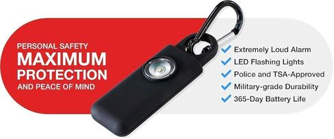 Original Defense® Siren Self Defense for Women - إنذار شخصي للنساء والأطفال وكبار السن - موصى به من قبل الشرطة - سلسلة مفاتيح عالية الصوت للدفاع عن النفس بقوة 130 ديسيبل مع ضوء LED ستروب (أبيض) in Kuwait
