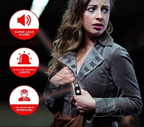 Original Defense® Siren Self Defense for Women - إنذار شخصي للنساء والأطفال وكبار السن - موصى به من قبل الشرطة - سلسلة مفاتيح عالية الصوت للدفاع عن النفس بقوة 130 ديسيبل مع ضوء LED ستروب (أبيض) in Kuwait