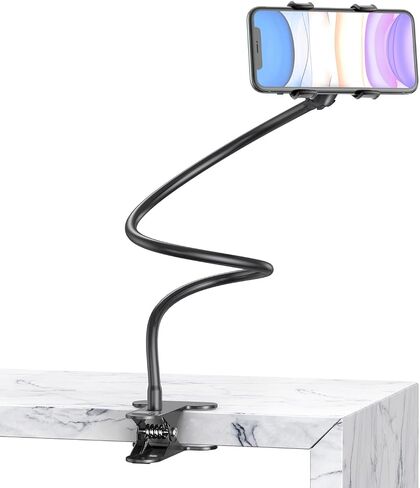 BESTEK BTIH600BK Gooseneck Phone Holder, Lazy Bracket 360° Swivel for iPhone and Other Smart Phones for Bedroom, Office, Bathroom, Kitchen, Black in Saudi Arabia