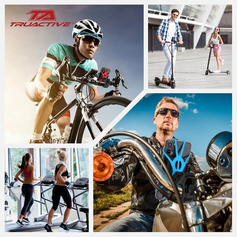 TruActive [𝗣𝗿𝗲𝗺𝗶𝘂𝗺] Bike Phone Mount Holder, Motorcycle Phone Mount, 6 Color Bands Included, Cell Phone Holder for Bike – Universal Any Phone or Handlebar, Bike Phone Holder, ATV, Tool Free in Saudi Arabia