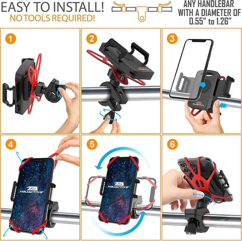 TruActive [𝗣𝗿𝗲𝗺𝗶𝘂𝗺] Bike Phone Mount Holder, Motorcycle Phone Mount, 6 Color Bands Included, Cell Phone Holder for Bike – Universal Any Phone or Handlebar, Bike Phone Holder, ATV, Tool Free in Saudi Arabia