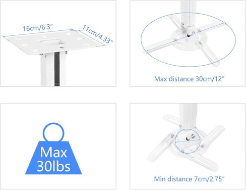 suptek Black Projector Ceiling Mount Bracket Fits Flat or Sloped Ceiling Height Adjustable with Extendable Length for LCD/DLP Projector Mount (PR05B) in Kuwait