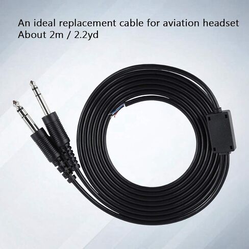 2m / 2.2yd DIY aviation headset replacement cable, Replacement Cable for Aviation Headphone Headset Plane 1/4'' Dual GA Plug, 3/16" Microphone Plug and 1/4" Speaker Plug in Saudi Arabia