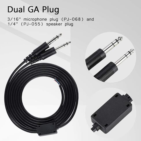 2m / 2.2yd DIY aviation headset replacement cable, Replacement Cable for Aviation Headphone Headset Plane 1/4'' Dual GA Plug, 3/16" Microphone Plug and 1/4" Speaker Plug in Saudi Arabia