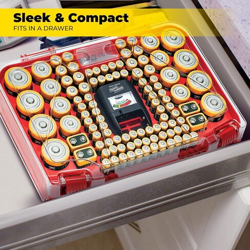 Ontel Battery Daddy Smart - Battery Organizer Storage Case with Tester, Stores & Protects Up to 150 Batteries, Clear Locking Lid, As Seen On TV, Smart - 150 Batteries (BADAS-MC4) in Saudi Arabia