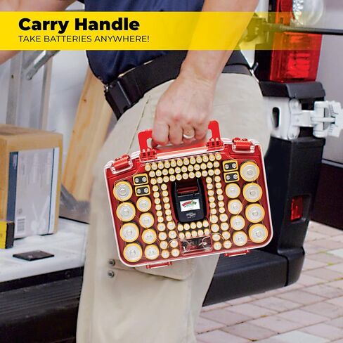 Ontel Battery Daddy Smart - Battery Organizer Storage Case with Tester, Stores & Protects Up to 150 Batteries, Clear Locking Lid, As Seen On TV, Smart - 150 Batteries (BADAS-MC4) in Saudi Arabia