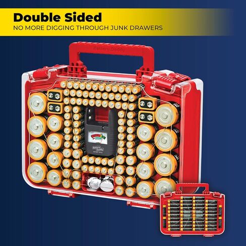 Ontel Battery Daddy Smart - Battery Organizer Storage Case with Tester, Stores & Protects Up to 150 Batteries, Clear Locking Lid, As Seen On TV, Smart - 150 Batteries (BADAS-MC4) in Saudi Arabia