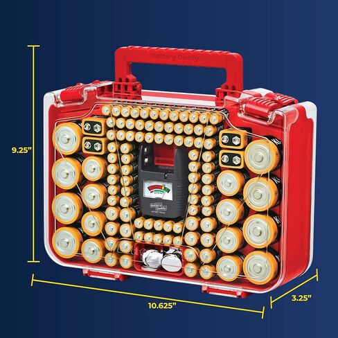 Ontel Battery Daddy Smart - Battery Organizer Storage Case with Tester, Stores & Protects Up to 150 Batteries, Clear Locking Lid, As Seen On TV, Smart - 150 Batteries (BADAS-MC4) in Saudi Arabia