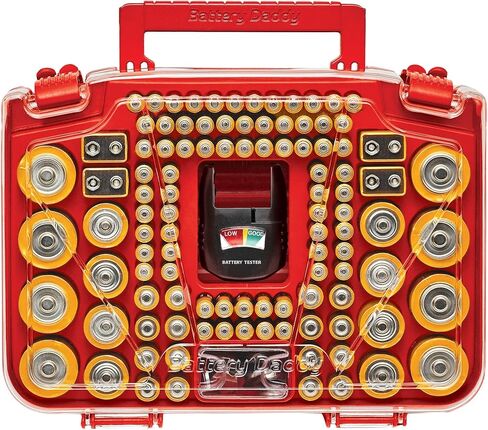 Ontel Battery Daddy Smart - Battery Organizer Storage Case with Tester, Stores & Protects Up to 150 Batteries, Clear Locking Lid, As Seen On TV, Smart - 150 Batteries (BADAS-MC4) in Saudi Arabia