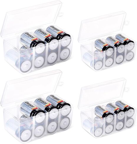 GlossyEnd Set of 4 - Two AA and Two AAA Battery Storage Box, Battery Storage Case, Battery Holder Clear in Kuwait