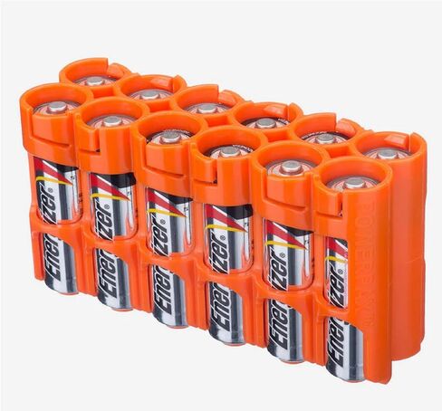 Storacell 12AAORG by Powerpax AA Battery Caddy, Orange, Holds 12 Batteries in Kuwait