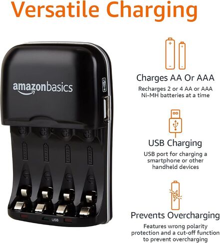 Amazon Basics Battery Charger for AA & AAA Nickel-Metal Hydride batteries (Ni-MH) With USB Port in Saudi Arabia