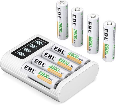 بطارية EBL AA AAA قابلة للشحن 8 قطع مع شاحن بطارية - شاحن ذكي LCD مع بطارية قابلة للشحن 1.2 فولت AA (4 قطع) وبطاريات AAA (4 قطع) in Kuwait