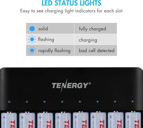 Tenergy TN477U 8-Bay Fast Charger with 8 Pack AA Premium Pro Rechargeable Batteries in Saudi Arabia