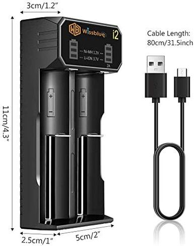 WISSBLUE LCD Display Universal Battery Charger,Rechargeable USB Intelligent Charger (2 Ports) in Saudi Arabia