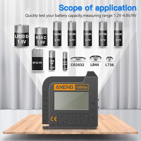 CGGO 168MAX Battery Tester,Suitable for AA AAA C D 9V 1.5V Button Cell Batteries，Portable Universal Digital Battery Charge Checker in Saudi Arabia