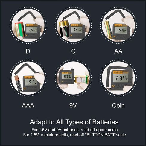 CGGO 168MAX Battery Tester,Suitable for AA AAA C D 9V 1.5V Button Cell Batteries，Portable Universal Digital Battery Charge Checker in Saudi Arabia