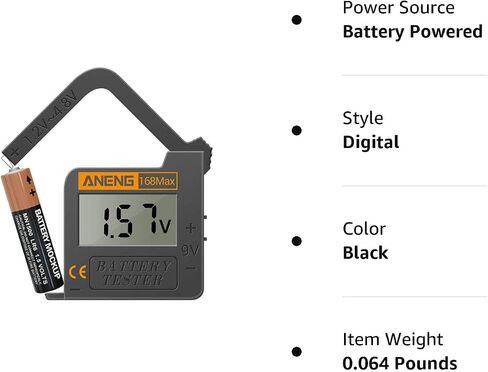 CGGO 168MAX Battery Tester,Suitable for AA AAA C D 9V 1.5V Button Cell Batteries，Portable Universal Digital Battery Charge Checker in Saudi Arabia