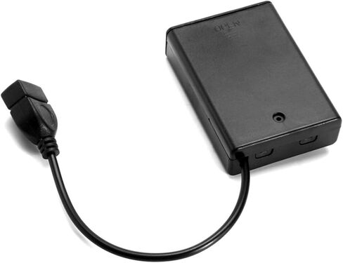 (عبوة من قطعتين) 3 حامل بطاريات ايه ايه، 3 بطاريات ايه ايه، حامل صندوق بطارية 4.5-5 فولت مع غطاء ومفتاح تشغيل/إيقاف، مع كيبل USB in Kuwait