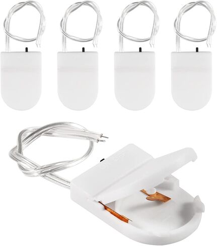 5pcs Button Battery Holder Coin Cell Battery Holder with Switch CR2032 1 X 3V Battery Holder Battery Storage Boxes Cover with Wires On ON-Off Switch Socket Container (Black) in Saudi Arabia