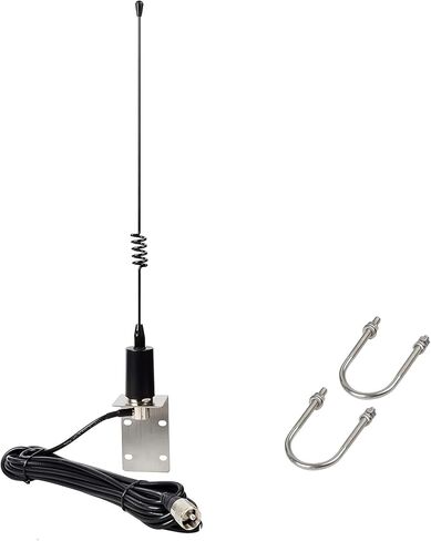 هوائي بحري UAYESOK VHF من الفولاذ المقاوم للصدأ سوط منخفض الشكل لكوبرا Icom Uniden قياسي هوريزون البحرية راديو VHF Ham W/1.9 قدم RG-58 كابل محوري، قوس L-Mount in Saudi Arabia