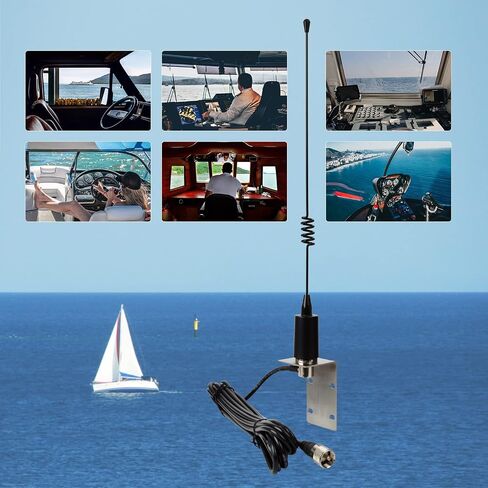 هوائي بحري UAYESOK VHF من الفولاذ المقاوم للصدأ سوط منخفض الشكل لكوبرا Icom Uniden قياسي هوريزون البحرية راديو VHF Ham W/1.9 قدم RG-58 كابل محوري، قوس L-Mount in Saudi Arabia