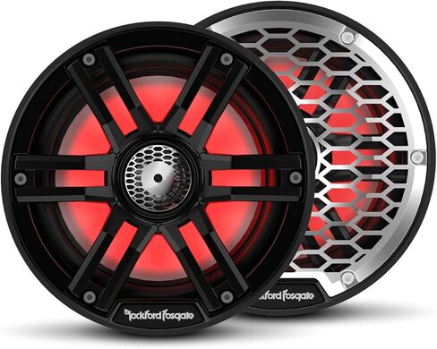 Rockford Fosgate M2-65B Color Optix 6.5" 2-Way Coaxial Multicolor LED Lighted Marine Speakers - Black/Stainless (Pair) in Saudi Arabia