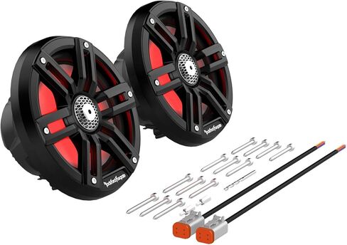 Rockford Fosgate M2-65B Color Optix 6.5" 2-Way Coaxial Multicolor LED Lighted Marine Speakers - Black/Stainless (Pair) in Saudi Arabia