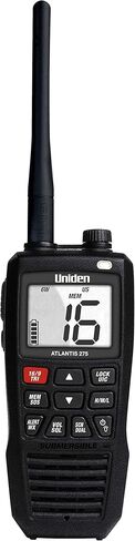 Uniden Atlantis 275 Handheld Two-Way VHF Marine Radio, Floating IPX8 Submersible Waterproof, Large Dual-Color Screen, 6-Watt, All USA/International/Canadian Marine Channels, NOAA Weather Alerts in Saudi Arabia
