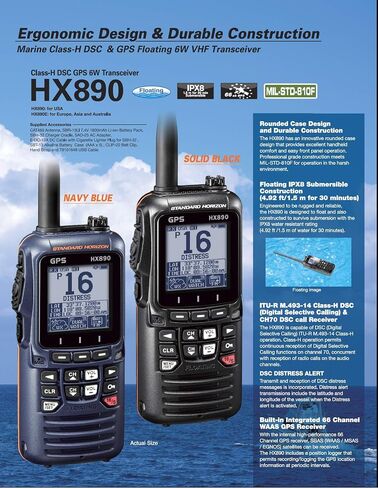 Standard Horizon HX890 محمول باليد VHF أزرق داكن - عائم 6 وات فئة H DSC راديو ثنائي الاتجاه in Saudi Arabia