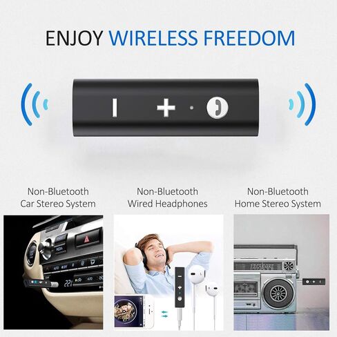 Mini Wireless Bluetooth Receiver, Bluetooth 5.0 Car Adapter & Bluetooth Aux Receiver with Clips Design 3.5mm Stereo Output for Home Audio/Car Audio Stereo System, Headphones, Handsfree Calls in Kuwait