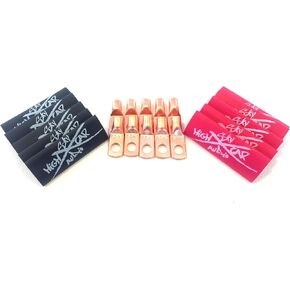 (10) 8 Gauge Copper Ring Terminals 1/4" Red/Black Heat Shrink Tubing Lugs in Kuwait
