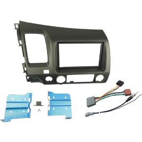 DKMUS Double Din Radio Stereo Dash Install Mount Trim Kit for Honda Civic 2006-2011 with Wiring Harness Antenna Adapter