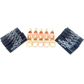 (10) 8 Gauge Copper Ring Terminals 3/8" Black Heat Shrink Tubing Lugs in Saudi Arabia