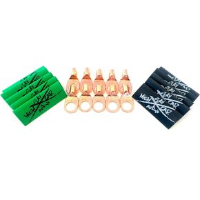 (10) 8 Gauge Copper Ring Terminals 3/8" Green/Black Heat Shrink Tubing Lugs in Kuwait