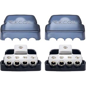 RECOIL SDB12P 2-Way Mini Power Distribution Block Ground Car Audio 2 Pack | Distributor 1 X 4/8 Gauge In / 2 X 8/10 Gauge Out Amplifier Splitter in Kuwait