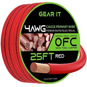GEARit 4 Gauge OFC Wire, 25 ft Red 4 AWG Battery Cable for Car Audio in Kuwait