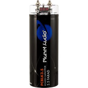Planet Audio PCBLK3.5 Car Capacitor – 3.5 Farad, Energy Storage, Enhance Bass From Stereo, Warning Tones, LED Voltage Meter