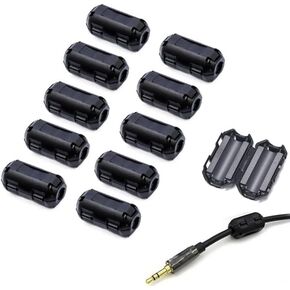 Clip-on Noise Filter, VSKEY [10pcs 13mm] Anti-interference High-Frequency Ferrite Core Choke Clip Subwoofer,Amplifier,Speaker,Video,Radio,Home Power Audio Device Coaxial Cable(0.5 inch Inner Diameter)
