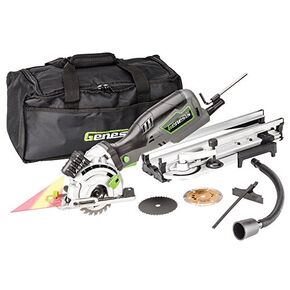 Genesis GPCS535CK 5.8 Amp 3 1/2" Control Grip Plunge Compact Circular Saw Kit with Laser, Miter Base, 3 Assorted Blades, Vacuum Adapter Hose, Rip Guide and Carrying Bag in Saudi Arabia