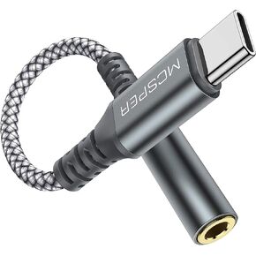 محول أنثى USB من النوع C إلى 3.5 مم، مقبس سماعة رأس USB C إلى Aux Audio Dongle متوافق مع Pixel 4 3 XL، Samsung Galaxy S23 S22 S21 S20 Ultra Note 20 10 S10 Plus، iPad Pro، Mate 30 Pro (رمادي)