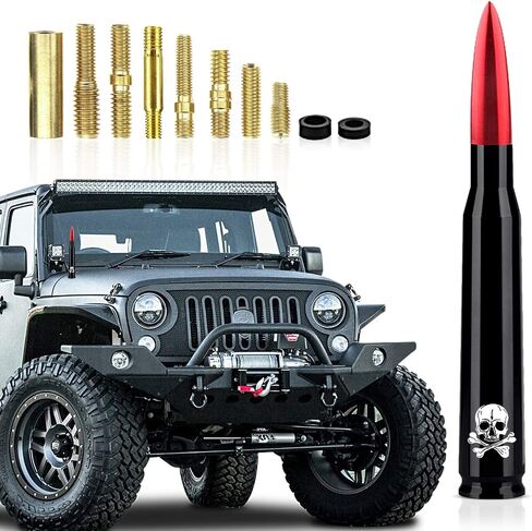 Ajxn 1 PC Car Truck Bullet Antenna, Auto Antenna Mast, Suitable for GM Chevy Silverado 1500 2500 3500 HD Avalanche GMC Sierra 1500 2500 3500 Denali Heavy Duty Pickup Trucks Accessories (Splice Black) in Kuwait
