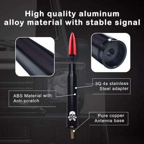 Ajxn 1 PC Car Truck Bullet Antenna, Auto Antenna Mast, Suitable for GM Chevy Silverado 1500 2500 3500 HD Avalanche GMC Sierra 1500 2500 3500 Denali Heavy Duty Pickup Trucks Accessories (Splice Black) in Kuwait