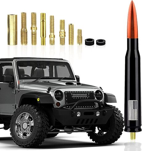 Ajxn 1 PC Car Truck Bullet Antenna, Auto Antenna Mast, Suitable for GM Chevy Silverado 1500 2500 3500 HD Avalanche GMC Sierra 1500 2500 3500 Denali Heavy Duty Pickup Trucks Accessories (Splice Black) in Kuwait