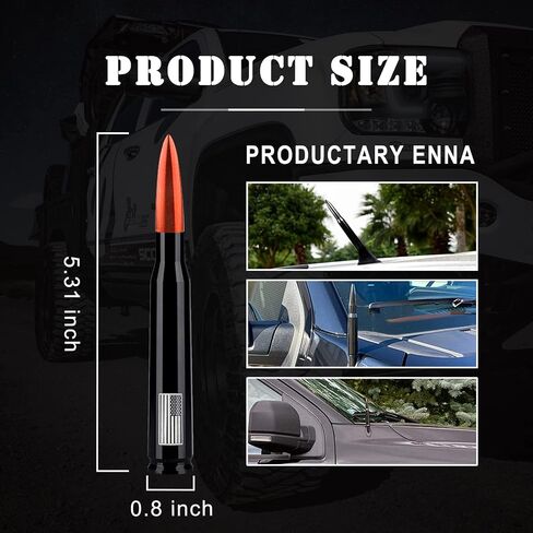 Ajxn 1 PC Car Truck Bullet Antenna, Auto Antenna Mast, Suitable for GM Chevy Silverado 1500 2500 3500 HD Avalanche GMC Sierra 1500 2500 3500 Denali Heavy Duty Pickup Trucks Accessories (Splice Black) in Kuwait