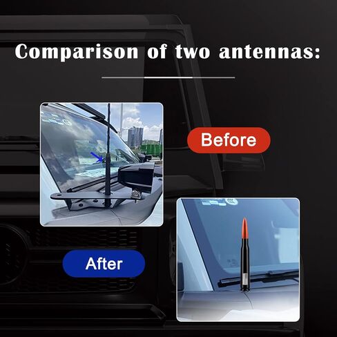 Ajxn 1 PC Car Truck Bullet Antenna, Auto Antenna Mast, Suitable for GM Chevy Silverado 1500 2500 3500 HD Avalanche GMC Sierra 1500 2500 3500 Denali Heavy Duty Pickup Trucks Accessories (Splice Black) in Kuwait
