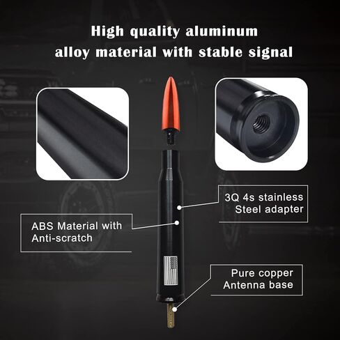 Ajxn 1 PC Car Truck Bullet Antenna, Auto Antenna Mast, Suitable for GM Chevy Silverado 1500 2500 3500 HD Avalanche GMC Sierra 1500 2500 3500 Denali Heavy Duty Pickup Trucks Accessories (Splice Black) in Kuwait