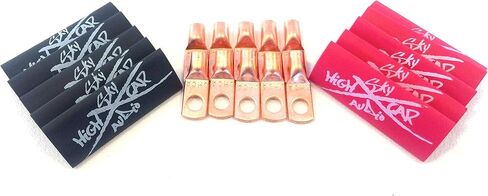 (10) 8 Gauge Copper Ring Terminals 1/4" Red/Black Heat Shrink Tubing Lugs in Saudi Arabia